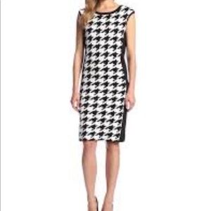 NWT Calvin Klein B&W houndstooth dress SZ L